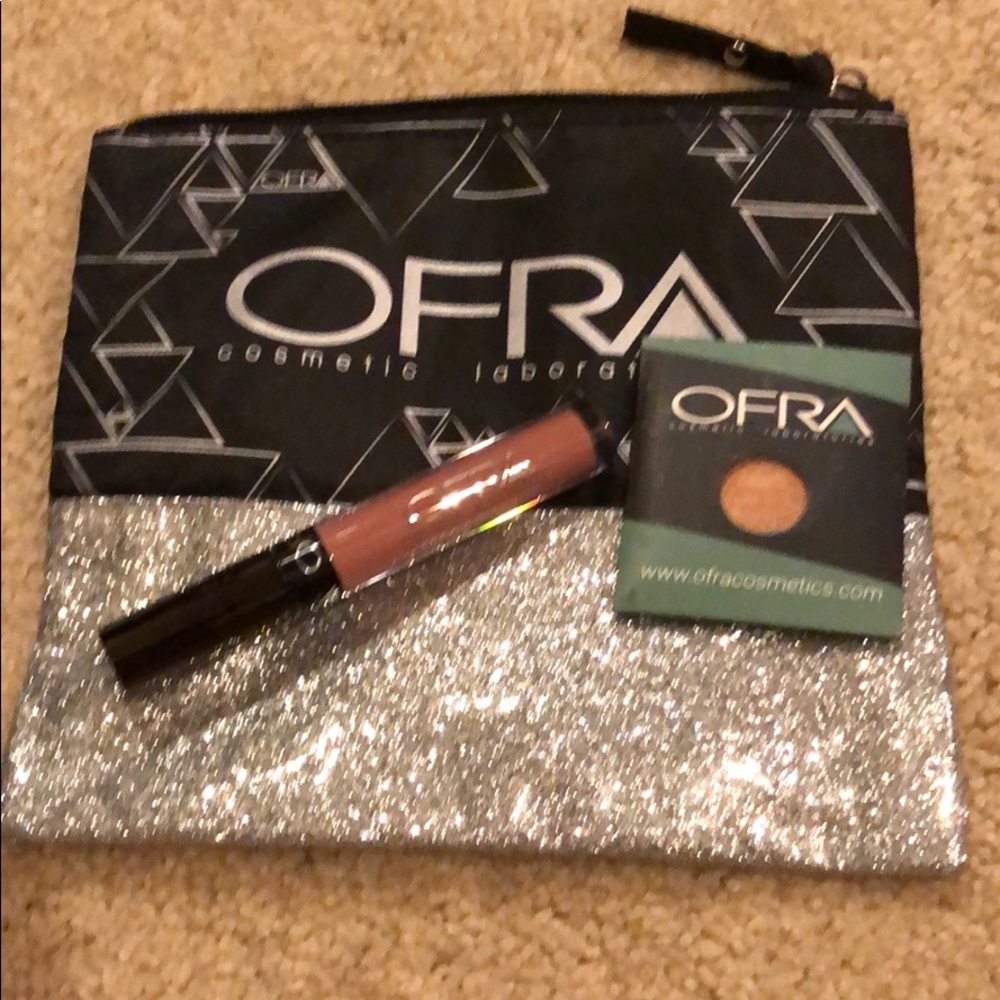 Ofra Makeup bag, lip gloss, and shadow